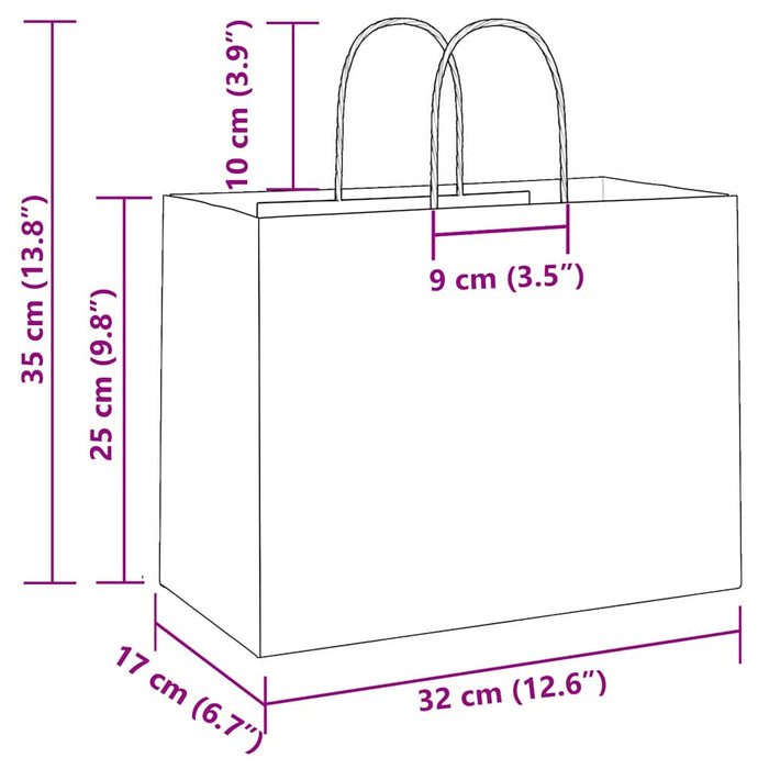 Pungi de hârtie 250 buc cu mânere roz 32x17x25 cm - WALTI WALTI