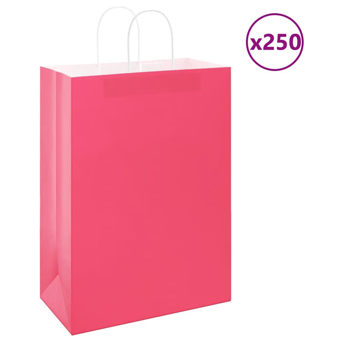 Pungi de hârtie 250 buc cu mânere roz 32x17x44 cm - WALTI WALTI