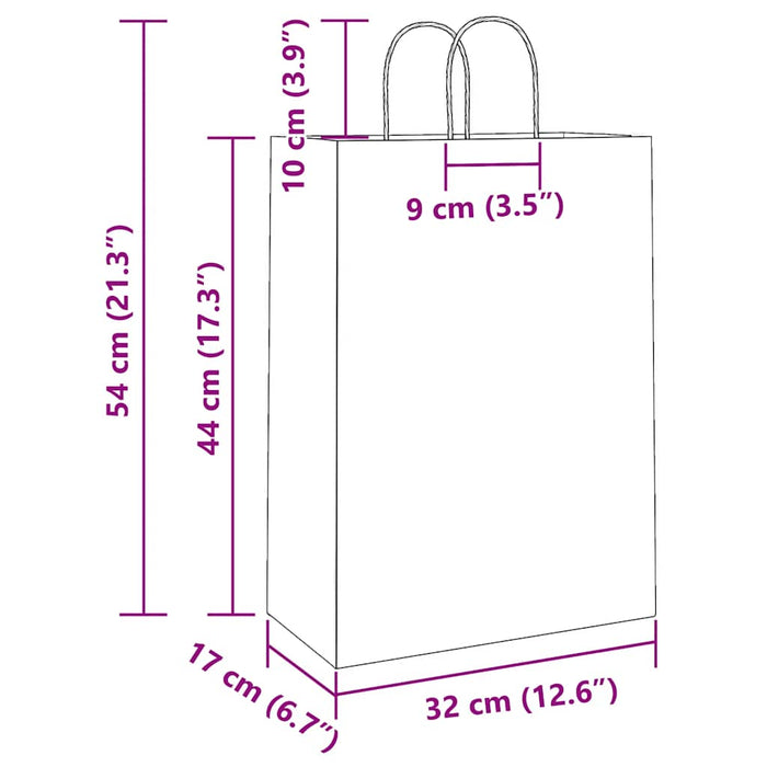 Pungi de hârtie 250 buc cu mânere roz 32x17x44 cm - WALTI WALTI