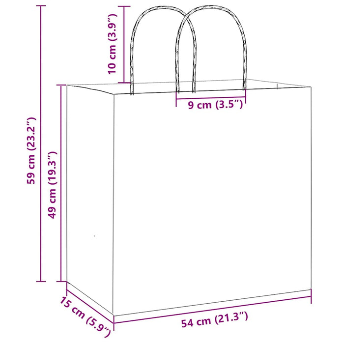 Pungi de hârtie 250 buc cu mânere roz 54x15x49 cm - WALTI WALTI