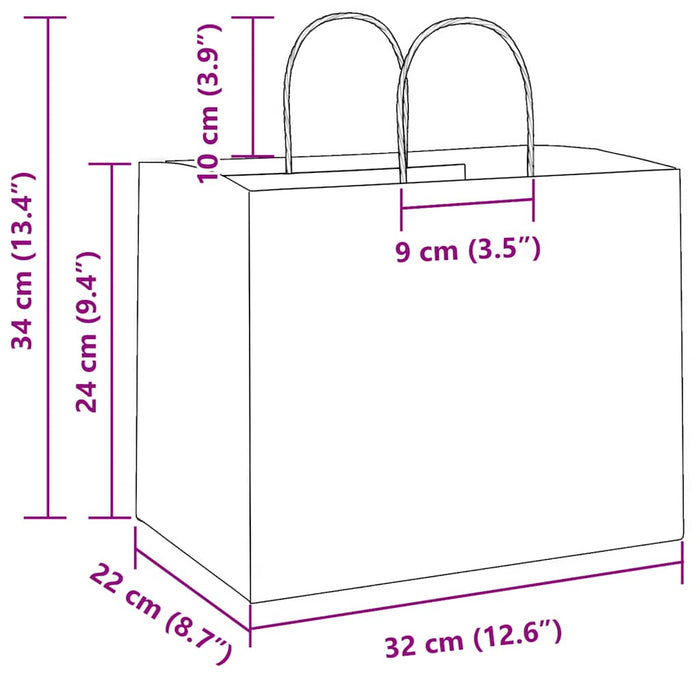Pungi de hârtie 250 buc cu mânere Albastre 32x22x24 cm - WALTI WALTI