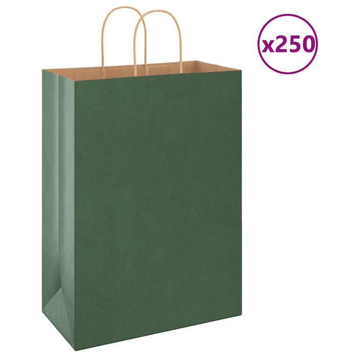 Pungi de hârtie 250 buc cu mânere verde 32x17x44 cm WALTI