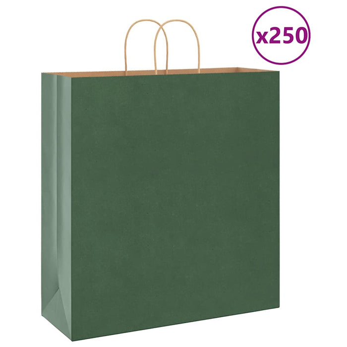 Saci de hârtie 250 buc cu mânere verde 45x17x48 cm WALTI