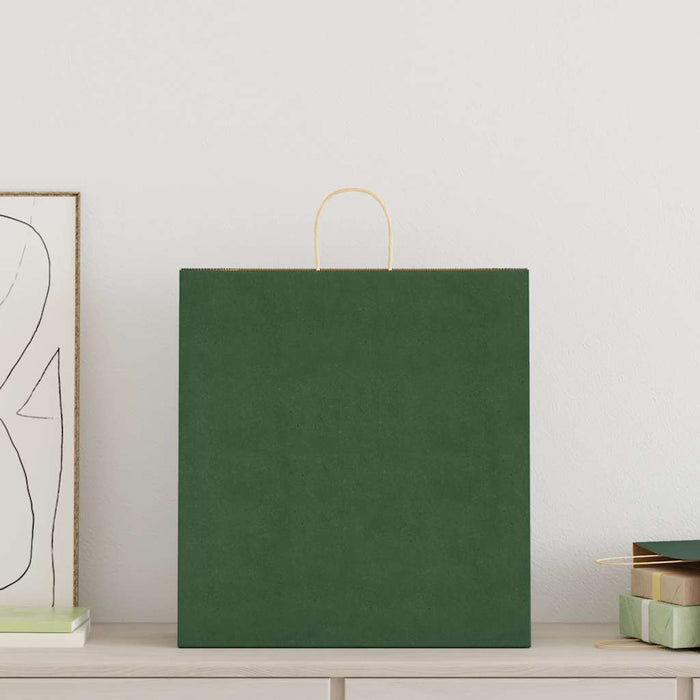 Saci de hârtie 250 buc cu mânere verde 45x17x48 cm WALTI