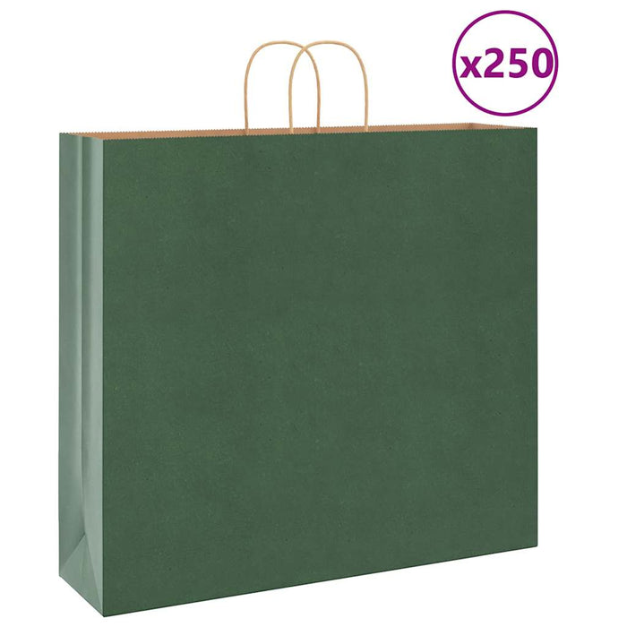Pungi de hârtie 250 buc cu mânere verde 54x15x49 cm - WALTI WALTI