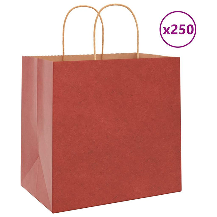 Pungi de hârtie 250 buc cu mânere roșii 26x17x25 cm WALTI