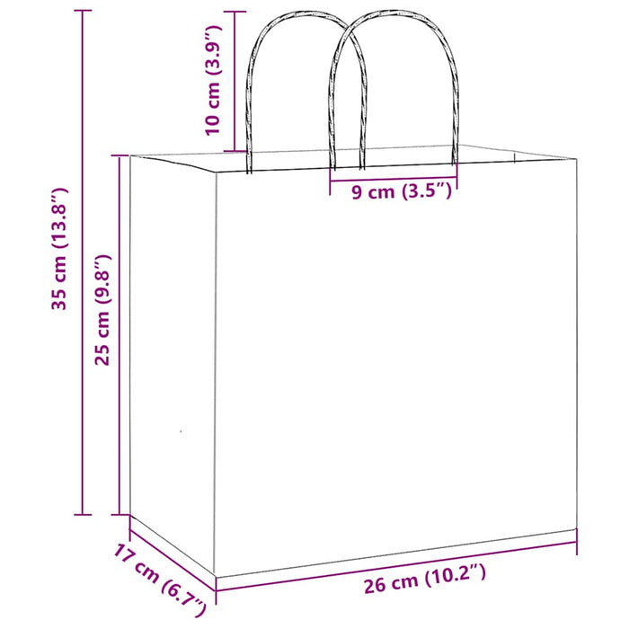 Pungi de hârtie 250 buc cu mânere roșii 26x17x25 cm WALTI