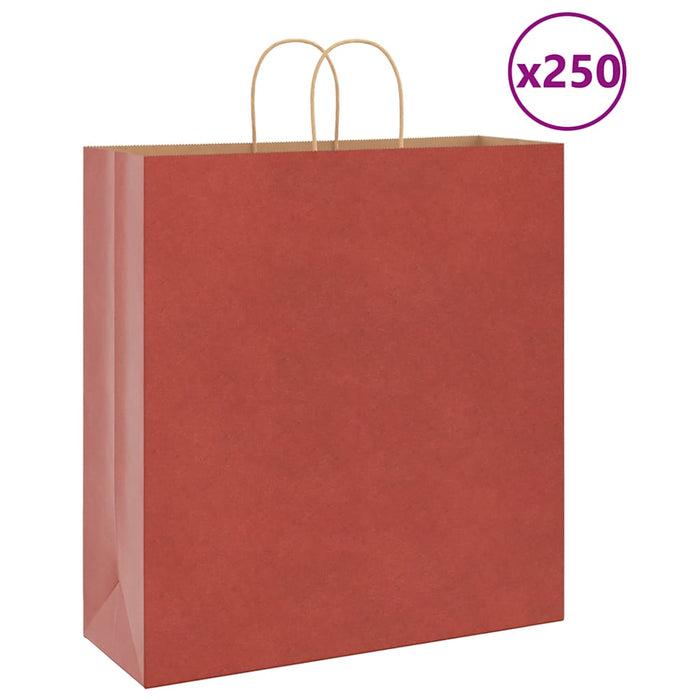 Pungi de hârtie 250 buc cu mânere roșii 45x17x48 cm WALTI
