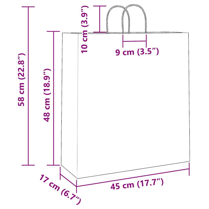 Pungi de hârtie 250 buc cu mânere roșii 45x17x48 cm WALTI