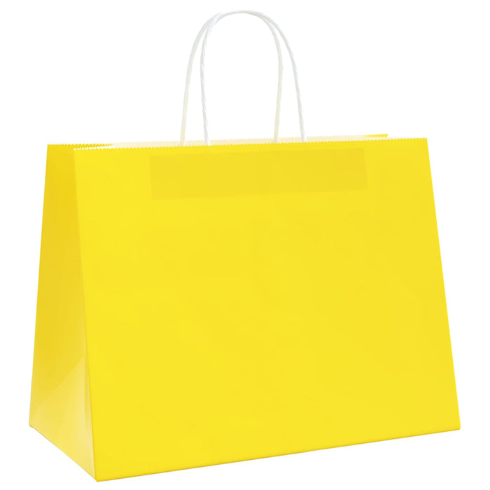 Pungi de hârtie 50 buc cu mânere galbene 32x17x25 cm - WALTI WALTI