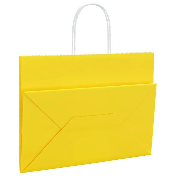 Pungi de hârtie 50 buc cu mânere galbene 32x17x25 cm - WALTI WALTI