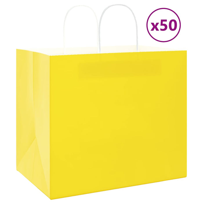 Pungi de hârtie 50 buc cu mânere galbene 32x22x28 cm WALTI