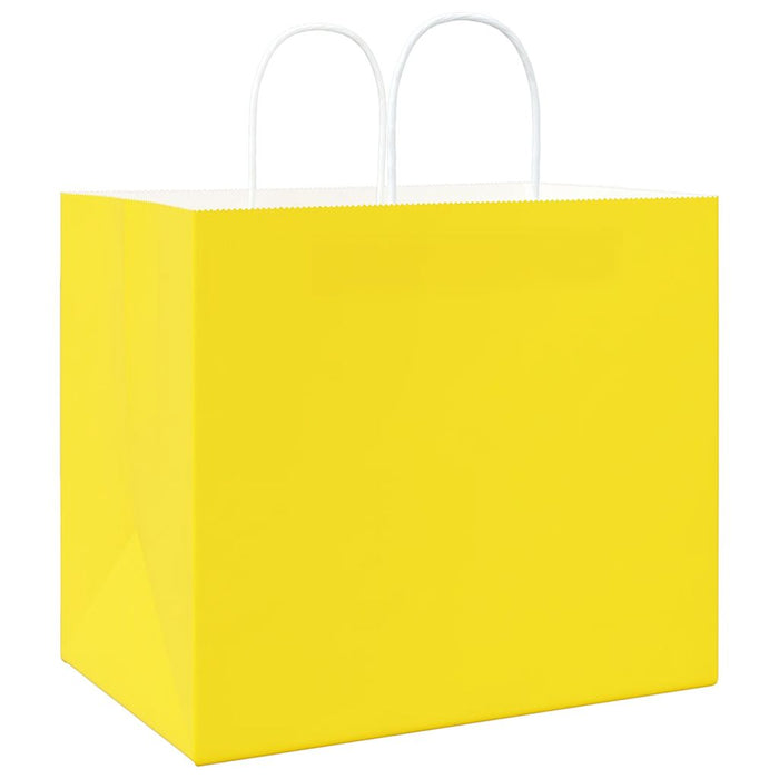 Pungi de hârtie 50 buc cu mânere galbene 32x22x28 cm WALTI