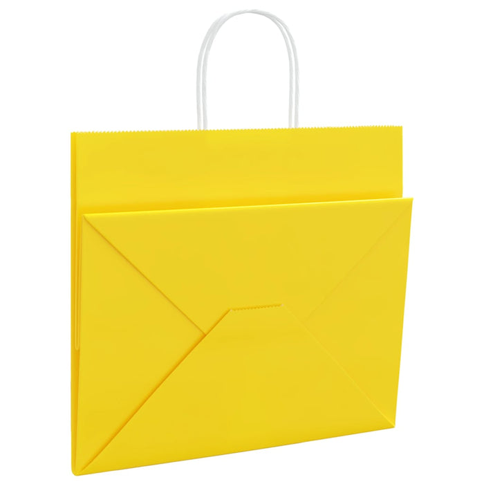 Pungi de hârtie 50 buc cu mânere galbene 32x22x28 cm WALTI