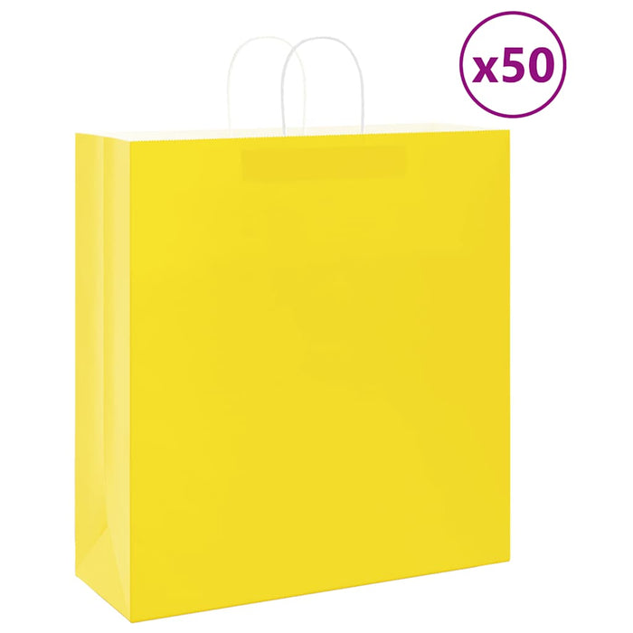 Pungi de hârtie 50 buc cu mânere galbene 45x17x48 cm WALTI