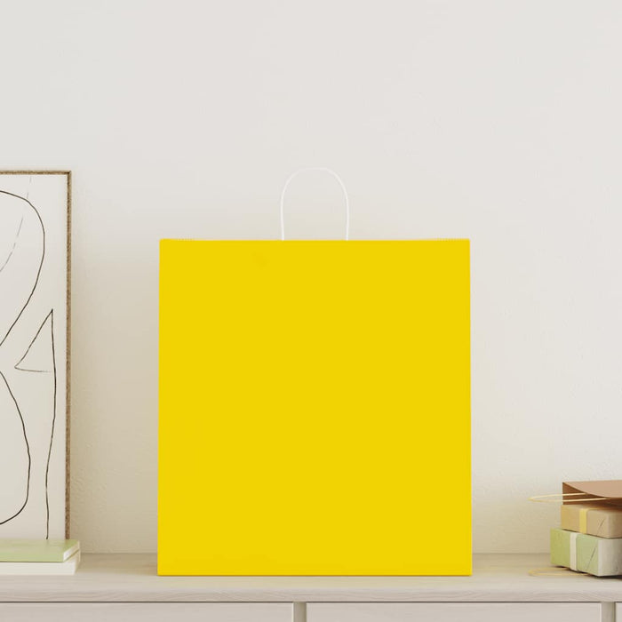 Pungi de hârtie 50 buc cu mânere galbene 45x17x48 cm WALTI