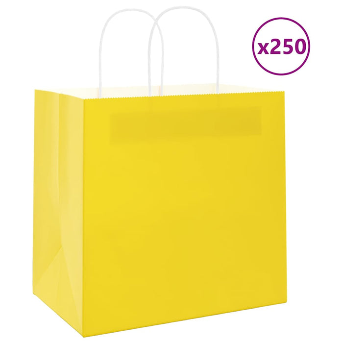 Pungi de hârtie 250 buc cu mânere galbene 26x17x25 cm WALTI