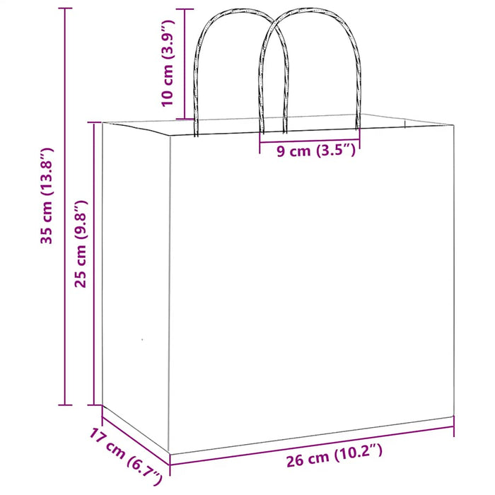 Pungi de hârtie 250 buc cu mânere galbene 26x17x25 cm WALTI