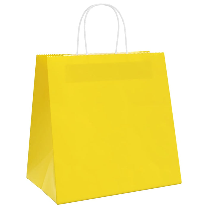Pungi de hârtie 250 buc cu mânere galbene 26x17x25 cm WALTI