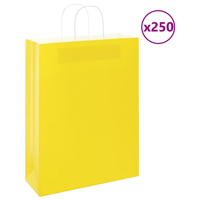 Pungi de hârtie 250 buc cu mânere galbene 32x12x42 cm WALTI