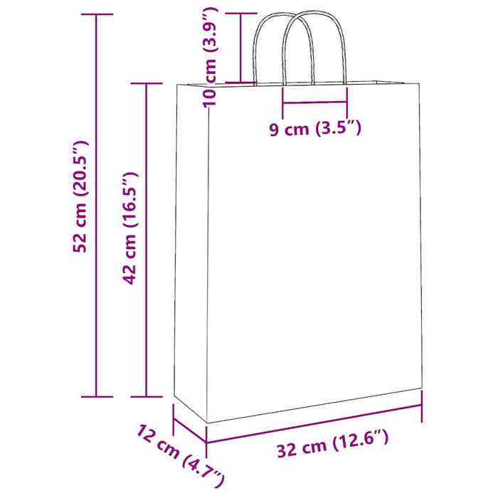 Pungi de hârtie 250 buc cu mânere galbene 32x12x42 cm WALTI