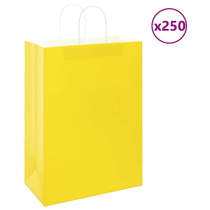 Pungi de hârtie 250 buc cu mânere galbene 32x17x44 cm - WALTI WALTI