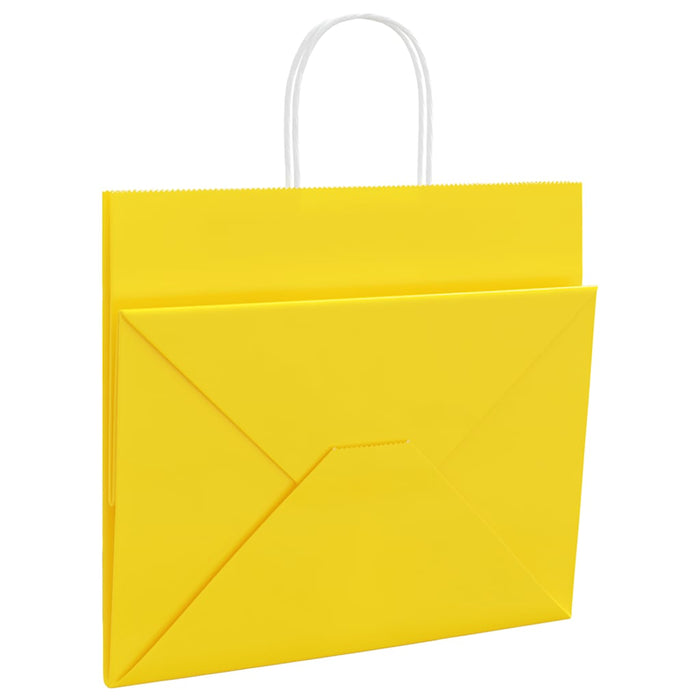 Pungi de hârtie 250 buc cu mânere galbene 32x22x28 cm - WALTI WALTI