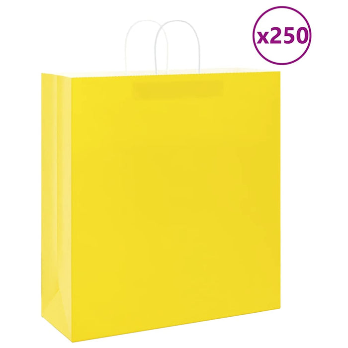 Pungi de hârtie 250 buc cu mânere galbene 45x17x48 cm - WALTI WALTI