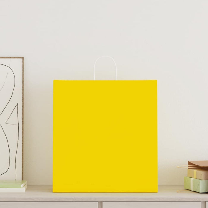 Pungi de hârtie 250 buc cu mânere galbene 45x17x48 cm - WALTI WALTI