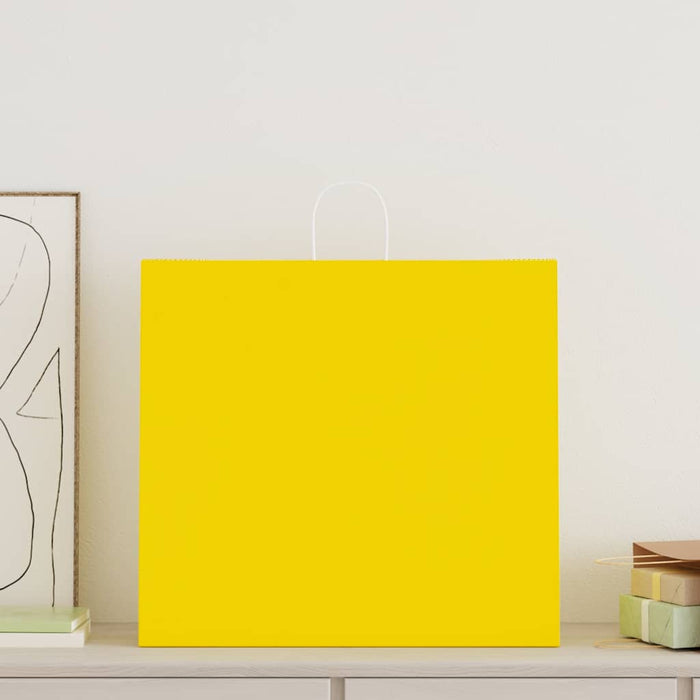 Pungi de hârtie 250 buc cu mânere galbene 54x15x49 cm - WALTI WALTI