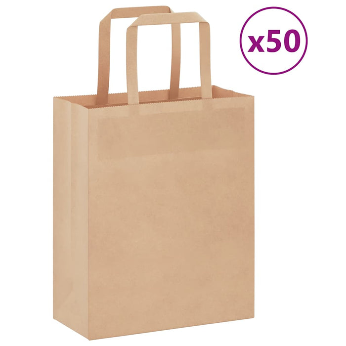 Pungi de hârtie 50 buc cu mânere maro 18x8x22 cm - WALTI WALTI