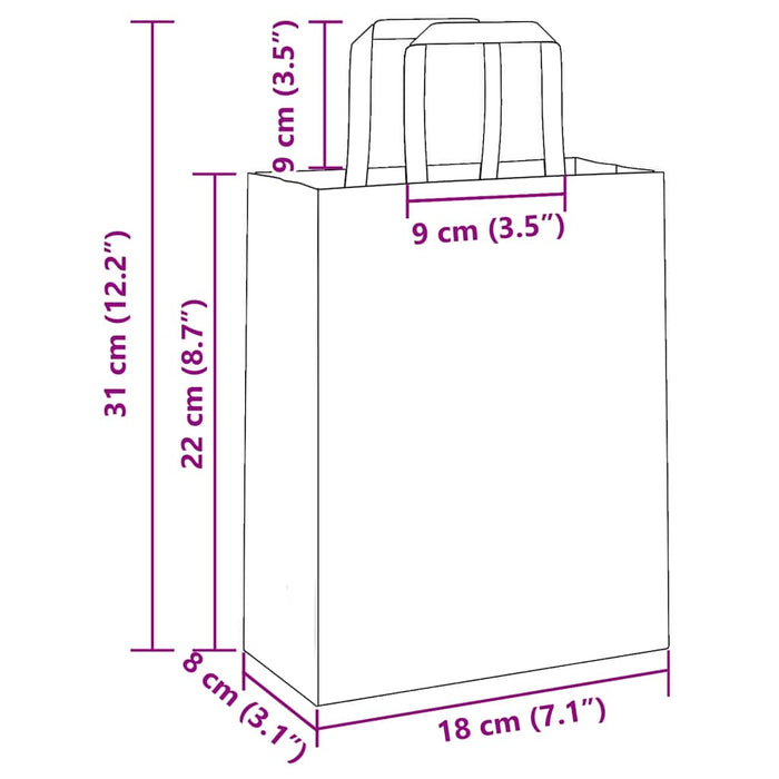 Pungi de hârtie 50 buc cu mânere maro 18x8x22 cm - WALTI WALTI