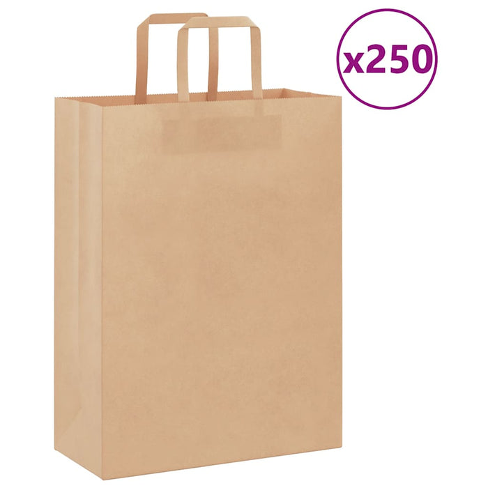 Pungi de hârtie 250 buc cu mânere maro 26x12x35 cm - WALTI WALTI