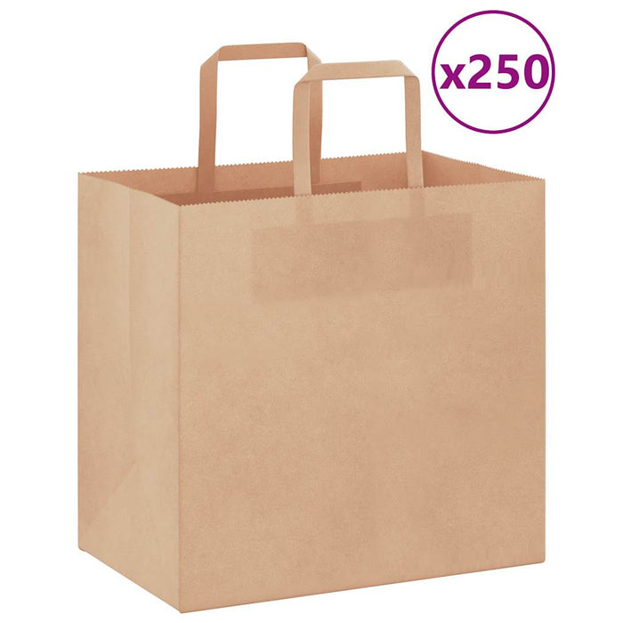 Pungi de hârtie 250 buc cu mânere maro 26x17x25 cm - WALTI WALTI