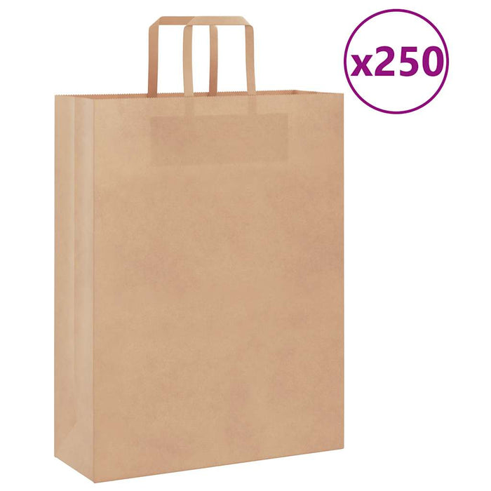 Pungi de hârtie 250 buc cu mânere maro 32x12x42 cm - WALTI WALTI