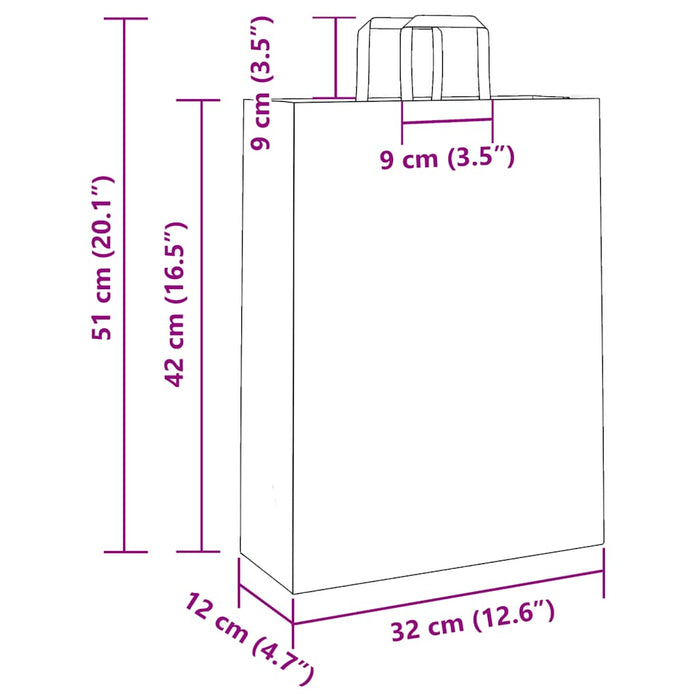 Pungi de hârtie 250 buc cu mânere maro 32x12x42 cm - WALTI WALTI