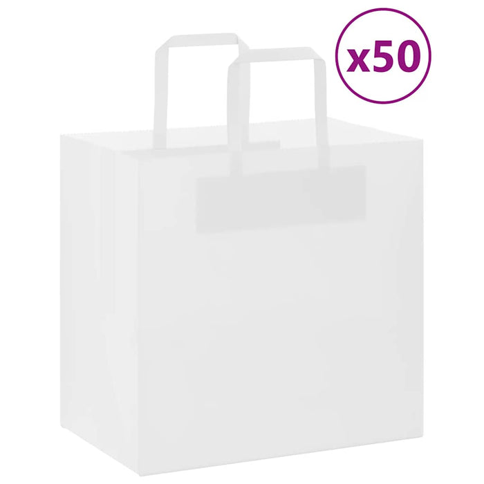 Pungi de hârtie 50 buc cu mânere albe 26x17x25 cm - WALTI WALTI