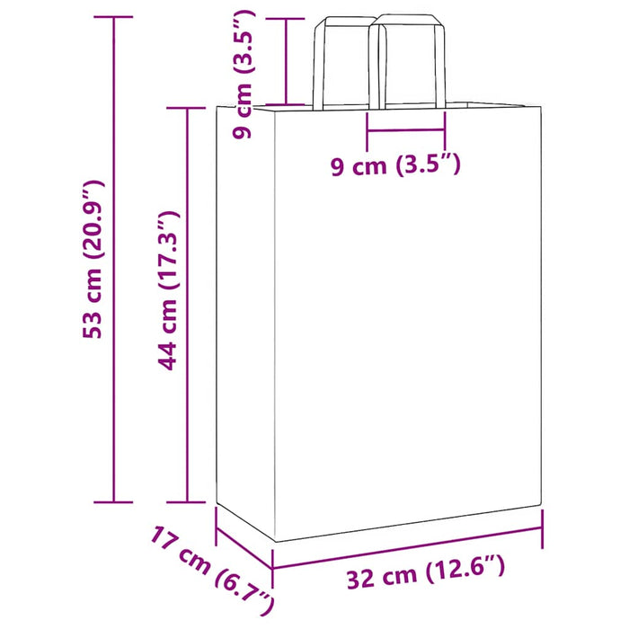 Pungi de hârtie 50 buc cu mânere albe 32x17x44 cm - WALTI WALTI