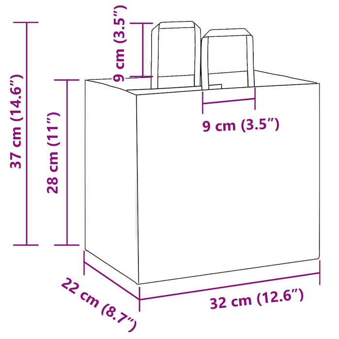 Pungi de hârtie 50 buc cu mânere albe 32x22x28 cm - WALTI WALTI