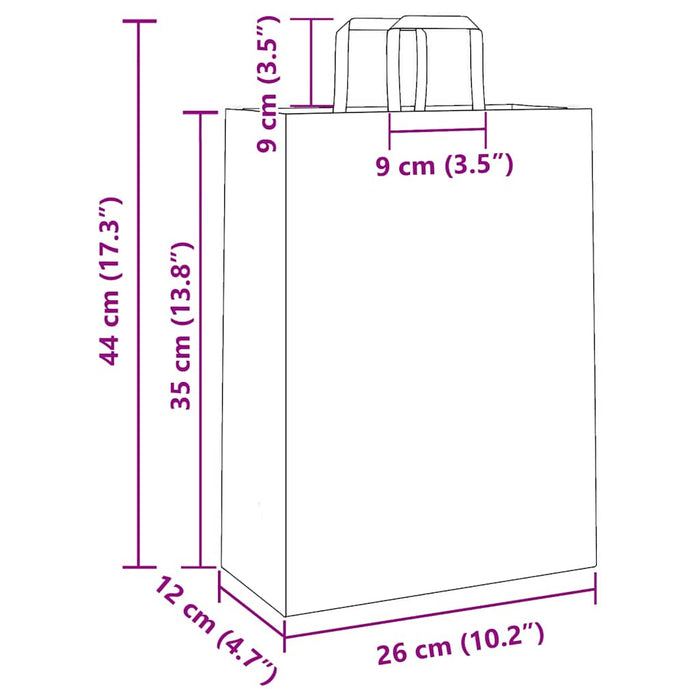 Pungi de hârtie 250 buc cu mânere albe 26x12x35 cm - WALTI WALTI