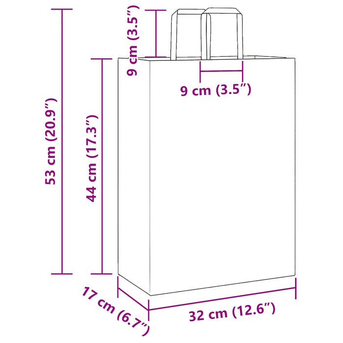 Pungi de hârtie 250 buc cu mânere albe 32x17x44 cm - WALTI WALTI