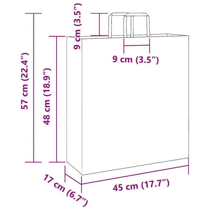 Pungi de hârtie 250 buc cu mânere albe 45x17x48 cm - WALTI WALTI