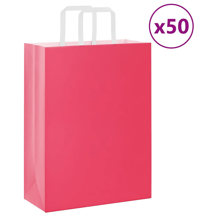 Saci de hârtie 50 buc cu mânere roz 26x12x35 cm - WALTI WALTI