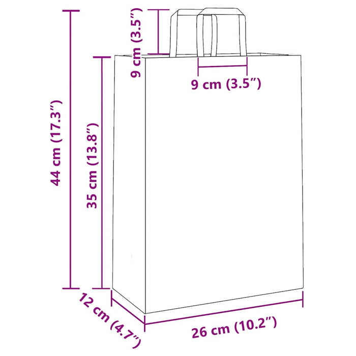 Saci de hârtie 50 buc cu mânere roz 26x12x35 cm - WALTI WALTI