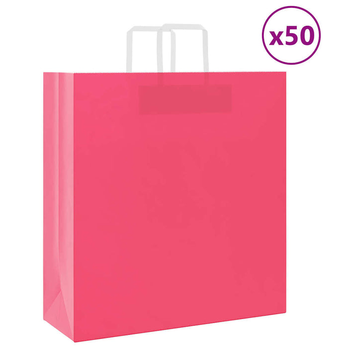 Pungi de hârtie 50 buc cu mânere roz 45x17x48 cm - WALTI WALTI