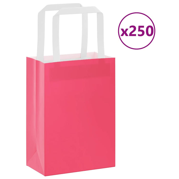 Pungi de hârtie 250 buc cu mânere roz 15x8x21 cm - WALTI WALTI