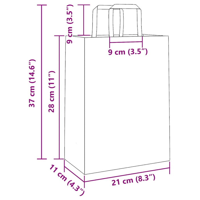 Pungi de hârtie 250 buc cu mânere roz 21x11x28 cm - WALTI WALTI