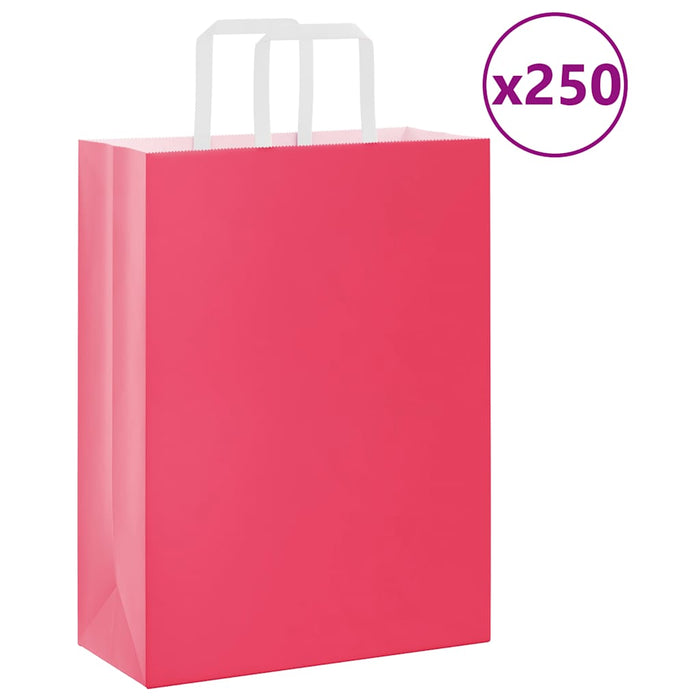 Pungi de hârtie 250 buc cu mânere roz 26x12x35 cm WALTI