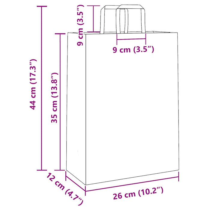 Pungi de hârtie 250 buc cu mânere roz 26x12x35 cm WALTI