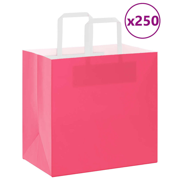 Pungi de hârtie 250 buc cu mânere roz 26x17x25 cm - WALTI WALTI